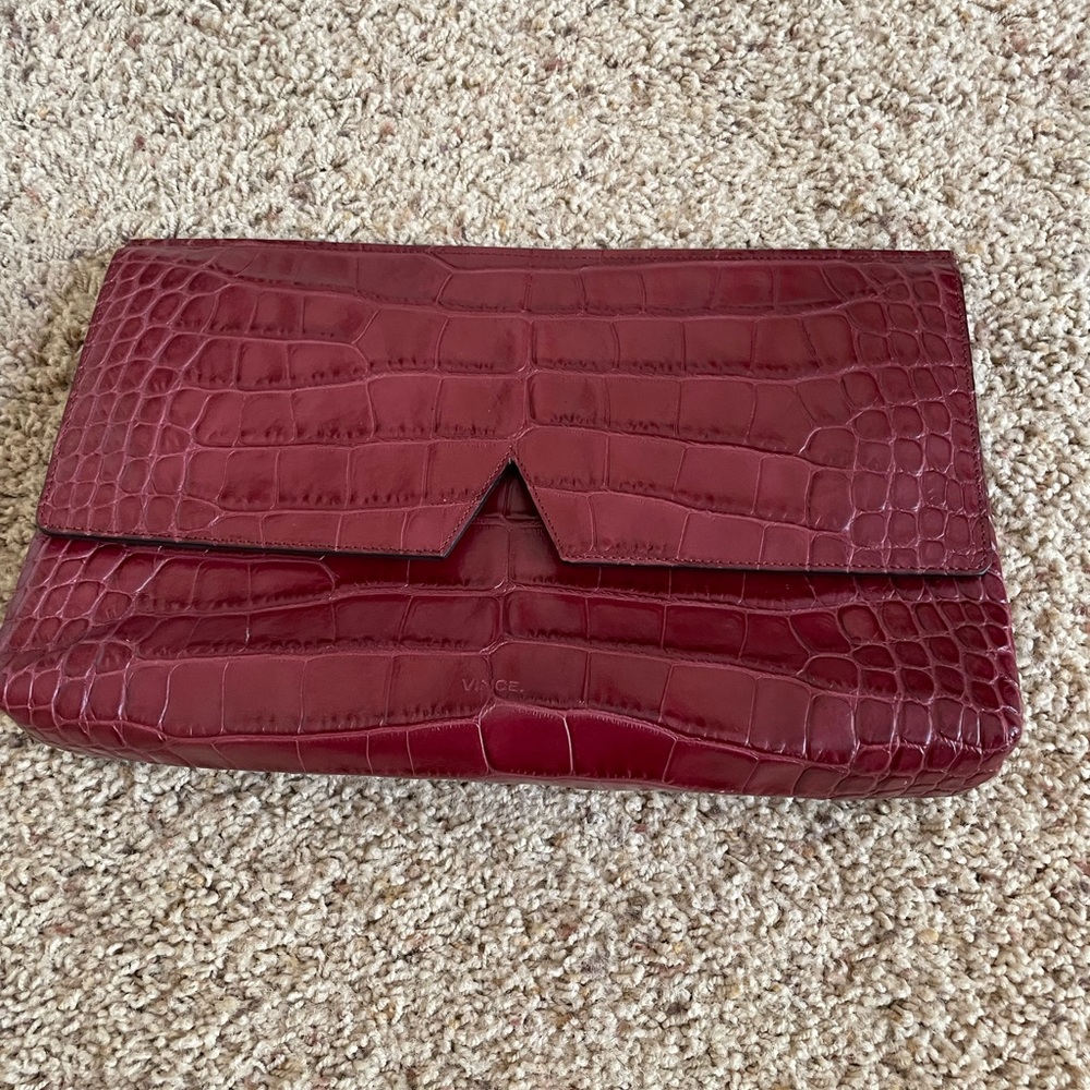 Vince embossed croc clutch